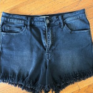 Vervet Black Denim Frayed Hem Women's Shorts